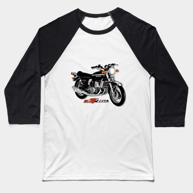 The 70s Classic Suzuki GT 750 by MotorManiac Baseball T-Shirt by MotorManiac